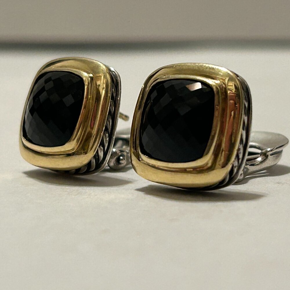 Authentic David Yurman 925 Sterling & 750 18K Black Onyx Albion Earrings
